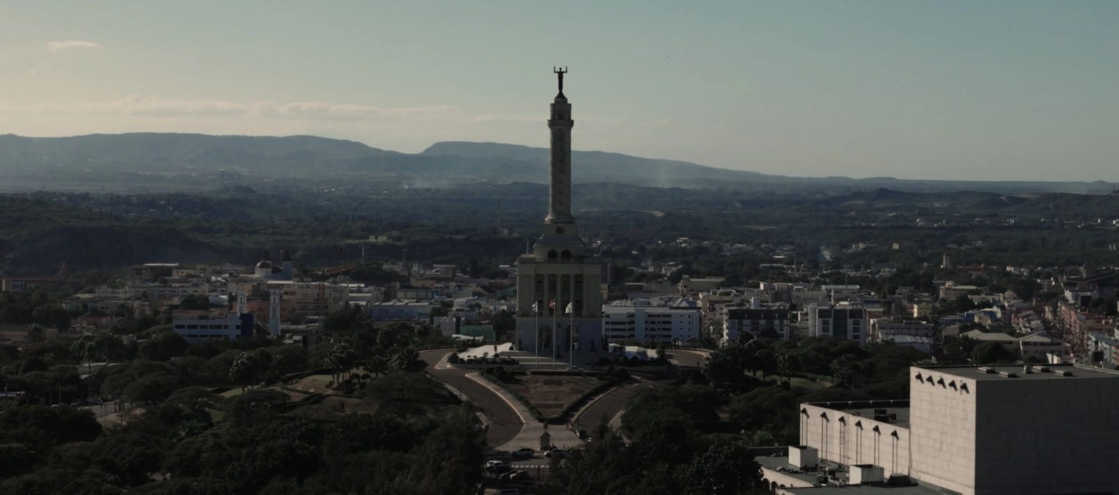 Aerial cityscape featured in the AVO Expressions film